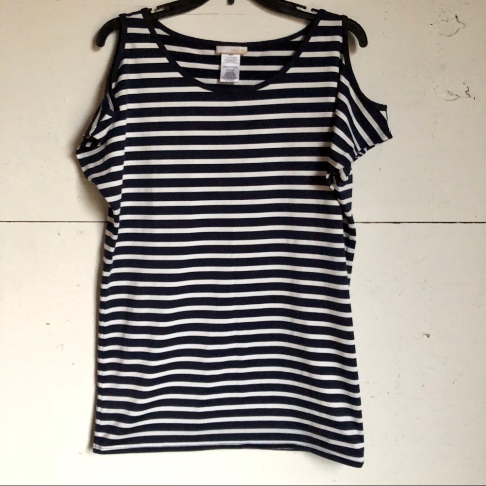 MICHAEL Michael Kors stripe cold shoulder blouse